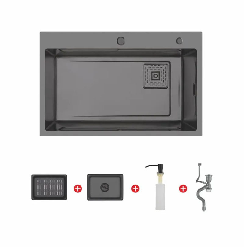 Кухонная мойка из нержавейки Gerhans K37246 B, цвет графит, дозатор в комплекте